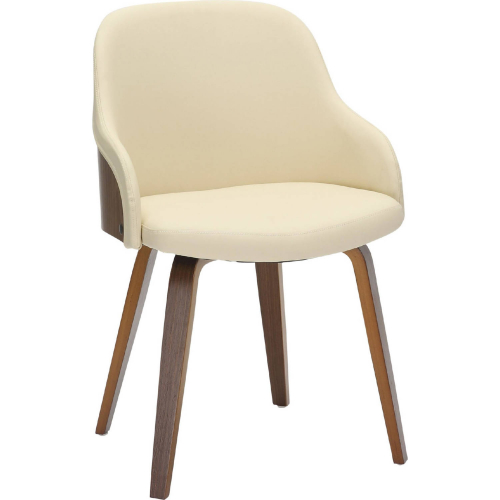 Bacci Dining Accent Chair in Walnut Wood & Cream Leatherette